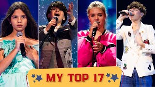 Junior Eurovision 2024  My Top 17After First Rehearsals [upl. by Pussej]