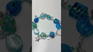 💗Lampwork Beads Bracelet w Charms Idea 🤍Simple and Easy shorts [upl. by Aerahs]