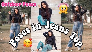 Best Poses in Jeans Top  Outdoor Poses for girls 🌸✨  Sitting amp Standing Pose Ideas poseideas [upl. by Flinn840]