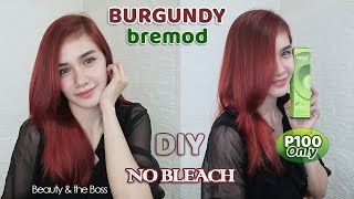 DIY TIPID HAIR COLOR  TIPS amp TUTORIAL  NO BLEACH  BREMOD BURGUNDY  DARK RED  100 Pesos Only [upl. by Philipson367]