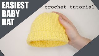 how to crochet a baby hat 03 months  easy tutorial for beginners [upl. by Persons]