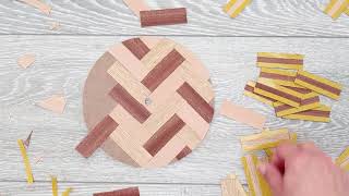 PREVIEW Craftiosity Wooden Herringbone Marquetry Clock Craft Kit  Craft Kit Subscription Box [upl. by Anatnas]