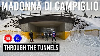 Skiing Through the Tunnels via Pistes 88 and 85 in Madonna di Campiglio Dolomiti di Brenta [upl. by Philis]