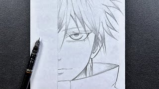 Anime sketch  how to draw Satoru Gojo half face  stepbystep [upl. by Odirfliw]