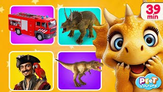 Peuter TV  Dinos Brandweerauto en Piraten  Leerzame Kinderfilmpjes Nederlands Gesproken [upl. by Josefa]