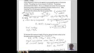 Conservation of Energy example Spring Box Friction Ramp [upl. by Htebesile]