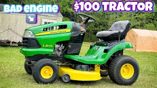 REVIVING A 100 JOHN DEERE MOWER BLOWN ENGINE REPLACEMENT [upl. by Londoner]