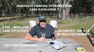 Baseplate compass fundamentals  Land navigation 1 Quadrant bearing conversion USNG Grid map basics [upl. by Dihgirb9]