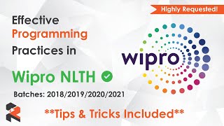 Wipro NLTH Coding  Effective Programming Practices [upl. by Crenshaw]