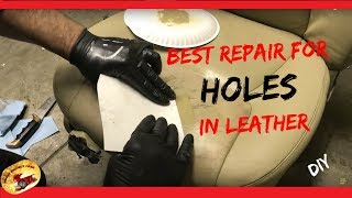 BEST Method to REPAIR a HOLE in LEATHER or VINYL Seats [upl. by Ainet464]