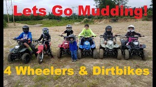 7 Kids Go Mudding on thier quads [upl. by Aronle]