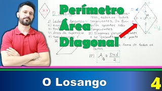 Geometria Plana  O Losango – Área Perímetro Diagonal Lados e ângulos – Aula 4 [upl. by Eneleh]