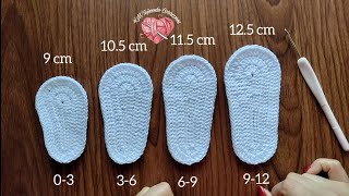 Suelas a Crochet para Zapatitos de bebé todas las tallas paso a paso [upl. by Edina706]