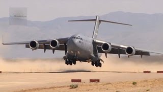 MIGHTY C17 Globemaster III LandingTakeoff On A Dirt Airfield [upl. by Artened]