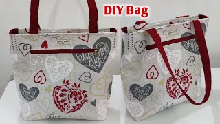 How to make tote bag  how to make cloth bags at home easy  shopping bag cutting and stitching [upl. by Reger871]