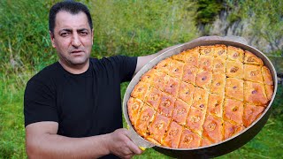 AZERBAIJANI BAKLAVA RECIPE  AZERBAIJAN DESSERT RECIPES  PAKLAVA BY WILDERNESS COOKING [upl. by Ewolram]