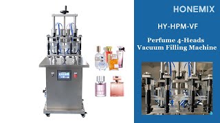 Semi automatic 4 head liquid perfume vacuum filling machine for glass bottle perfume production line [upl. by Nesrac592]