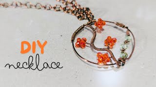 Beautiful handmade tree necklace by wire  DIY Jewelry necklace tutorial  Craft idea creative art [upl. by Irihs]