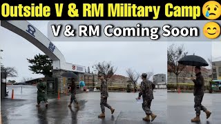 LIVE 🔴 Outside V amp RM Military Camp 😢 BTS V RM Coming Soon for Military Enlistment 😭 bts v rm [upl. by Toile]