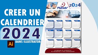 CALENDRIER 2024  Comment créer un calendrier facile avec Adobe Illustrator [upl. by Tai]