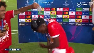 quotCOME ONquot Alphonso Davies interview after winning Champions League is gatecrashed [upl. by Minnnie]