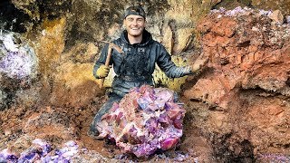 Found Rare 50000 Amethyst Crystal While Digging at a Private Mine Unbelievable Find [upl. by Yrotciv]