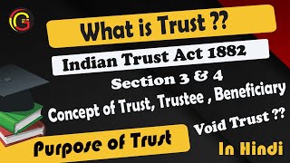 Meaning Of Trust Trustee Beneficiary amp Void Trust Section 3  4 of Indian Trust Act 1882 in hindi [upl. by Bennett]