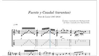 Fuente y Caudal tarantas  Paco de Lucía 1947 2014  TAB [upl. by Brenton]