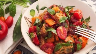 Recipe of Classic Panzanella Salad Tuscan Style Tomato and Bread Salad [upl. by Nnawtna]