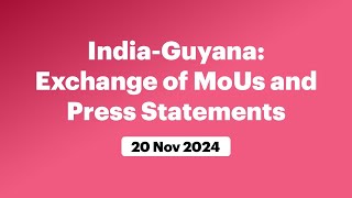 IndiaGuyana Exchange of MoUs and Press Statements November 20 2024 [upl. by Cirdet68]