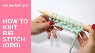 Learn to knit How to knit the rib stitch with an odd number of stitches  WAK [upl. by Nosreip]