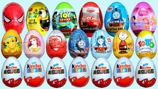 20 Surprise Eggs 7 Kinder Surprise Disney Pixar Cars 2 Thomas Spongebob [upl. by Minoru]