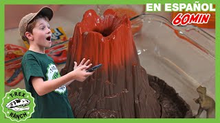 Hagamos un volcan con dinosaurios de jugetes🌋  Videos de dinosaurios y juguetes para niños [upl. by Einon]