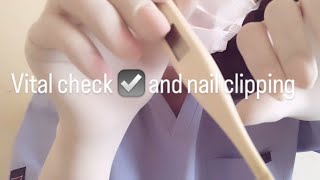 【ASMR gloves】latex gloves🧤Vital check ☑️ and nail clipping care ♡ no talking🤫🧤 [upl. by Ailero]