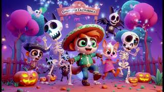 quotChumbala Cachumbala  Ghostly Skeleton Dance  Halloween Fun for Kidsquot Song with Lyrics Nursery [upl. by Noed]