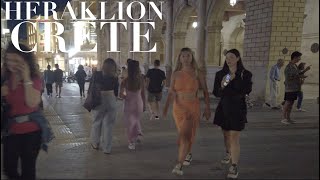 Heraklion Crete Greece  Night Walk  June 2023 4K HDR [upl. by Tnemelc]