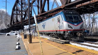 Amtrak and SEPTA Kick Up the Snow on the Keystone Corridor [upl. by Enaamuj]