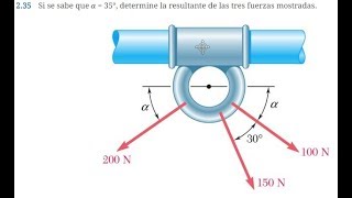 ESTATICA Problema 235 Beer and Johnston 10 edicion Vectores en 2D componentes rectangulares [upl. by Dao625]