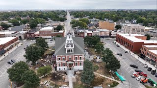 Drone View Of McDonough County Courthouse  Macomb Illinois  Completed 1871 [upl. by Ettenyar]