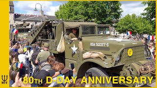 80th DDAY Huge Parade Normandy WW2 Military Vehicles [upl. by Nnahgem]