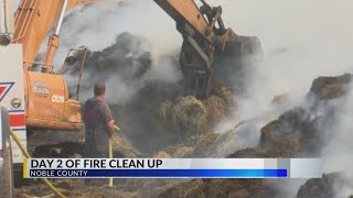 Smoke visible from across state lines after barn fire in rural Noble County [upl. by Liemaj]