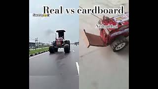 Real vs cardboard 👑 😤 👌 😳 😏 😎 automobile stunt modified farmer farming [upl. by Ajup]