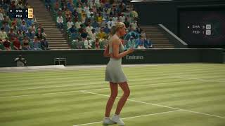 TopSpin 2K25 Sharapova Federer nice rally leading to unforced error [upl. by Ahsinam]