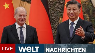 SCHARFE CORONAMAßNAHMEN Antrittsbesuch in China  Xi Jinping empfängt Scholz  WELT Newsstream [upl. by Madancy545]