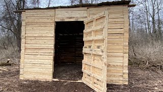 CabinShed Built With Pallet Wood On Off Grid Land DIY [upl. by Ime262]