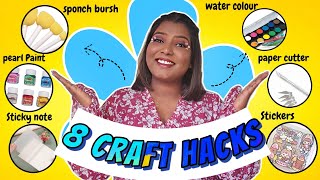 HOW To MAKE  8 Homemade CRAFT Items😱  Transparent Stickers pearl Paint whitener etc [upl. by Anneyehc]