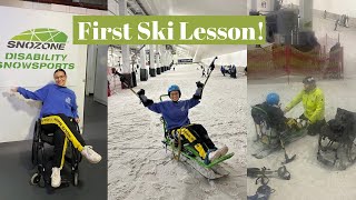 MY FIRST SIT SKI LESSON Adaptive Skiing [upl. by Glori]