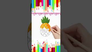 🍍 Como desenhar pintar e colorir frutas  Desenhos animados  Desenho fácil  16 [upl. by Bergerac]