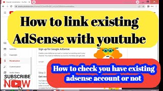 how to link existing adsense to your youtube channel  google adsense for youtube channel [upl. by Niloc]