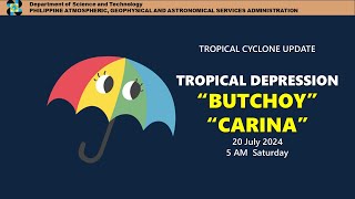 Press Briefing Tropical Depression ButchoyPH amp CarinaPH 5AM Update July 20 2024  Saturday [upl. by Narruc]